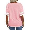 thumbnail image 4 of Langwyqu Plus Size Women V-Neck Short Sleeve Striped T Shirt, 4 of 5