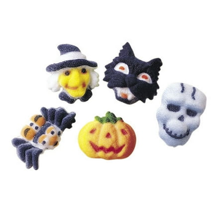 Mini Fright Assortment Sugar Decorations Toppers Cupcake Cake Cookies 12 Count Halloween