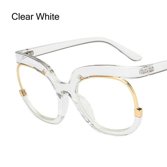 Vintage Street Photography Oversized Computer Glasses Anti Blue Light Glasses Eyeglasses Frame Ladies Fake Eyewear CLEAR WHITE