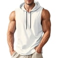thumbnail image 3 of Blekii Men's Summer Lightweight Sleeveless Hooded Tank Top - Solid Color Design, Quick-Dry Performance Fabric - Great for Running, Fitness Training, Beach Sports, Outdoor Workout -, 3 of 6
