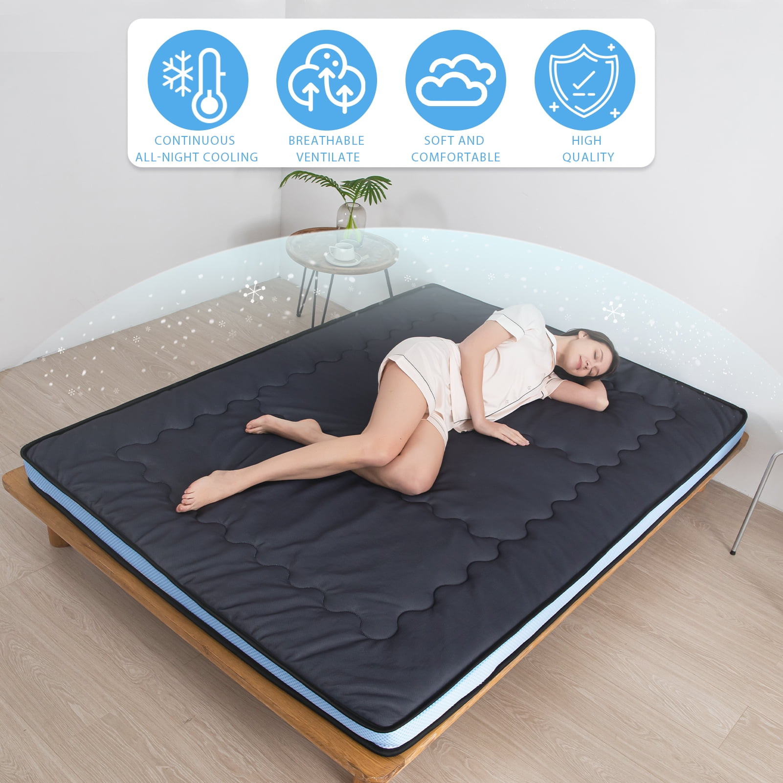 BYBYME Cooling Floor Mattress Japanese Futon Mattress for Hot Sleepers Cooling Mattress Pad Portable Floor Bed Camping Mattress Roll Up Mattress for