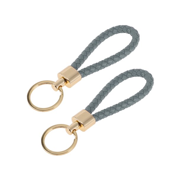 Llavero para Automóvil Unique Bargains Llavero Universal con Anillo para Llaves de Fob para Casa Cuero Aleación de Zinc Tono Dorado Gris 2Pcs