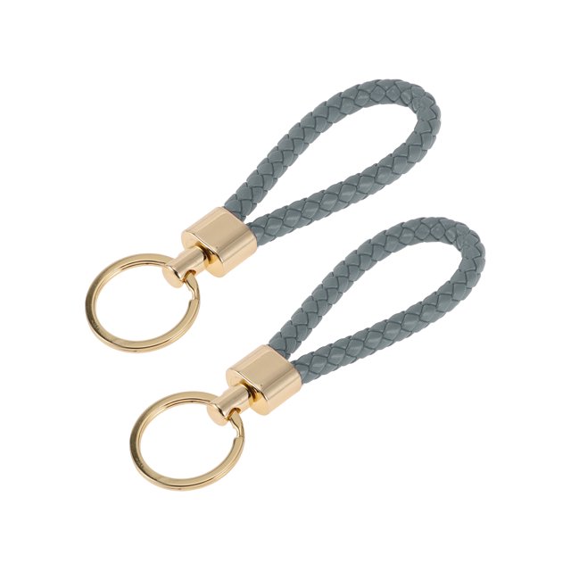 Llavero para Automóvil Unique Bargains Llavero Universal con Anillo para Llaves de Fob para Casa Cuero Aleación de Zinc Tono Dorado Gris 2Pcs