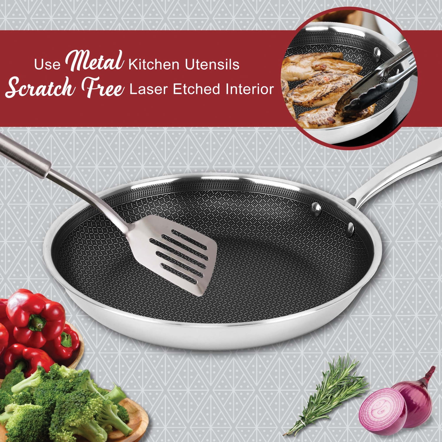 Brentwood 3-Ply Hybrid Non-Stick Stainless Steel Induction Brentwood 3-Ply Hybrid Non-Stick Stainless Steel Induction