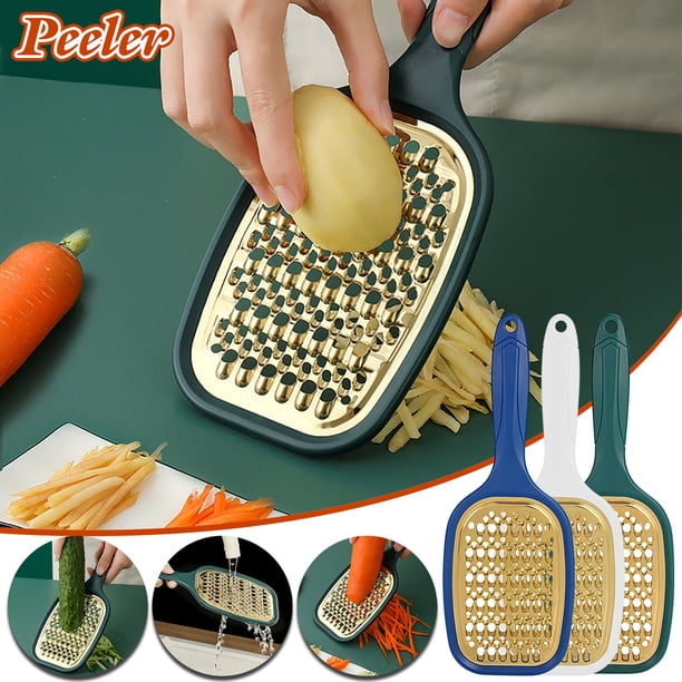 Xihbxyly Rallador de Doble Cara, Multifuncional para Frutas y Verduras, Mango Antideslizante para Un Uso Fácil, Construcción de Acero Inoxidable, Ralla Patatas, Zanahorias y Calabacines, Fácil Limpie