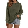 thumbnail image 2 of Oversized Hoodies for Women Fall Winter Long Sleeve Plain Baggy Drop Shoulder Hooded Sweatshirt with Pockets Pullover Tops, 2 of 6