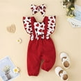 thumbnail image 7 of Coerni Toddler New Born Baby Girls Sleeveless Ruffled Cute Bowknot Romper Jumpsuit With Headbands Baby Valentines Outfit Girl, 7 of 7