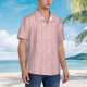 thumbnail image 3 of Fotbe Pink Stripes Camisa Hawaiana para Hombre Unisex – Camisa Casual de Verano con Botones de Manga Corta de Algodón y Lino,Large, 3 of 7