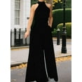 thumbnail image 4 of Dressy Jumpsuits for Women Evening Party Wedding Guest Plus Size Sleeveless Rompers Wide Leg Long Pants Pure Black XL, 4 of 5
