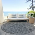 thumbnail image 6 of Addison Rugs Chantille Indoor/Outdoor Transitional Floral Gray Washable Round Rug, 8' x 8', 6 of 6