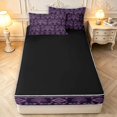 thumbnail image 4 of Homewish Aztec Nature Tree Zipper Twin Comforter Sets with Fitted Sheet and 2 Pillowcases,Vintage Rhombus Geometric Zipper Bedding Set,Purple,Black Reversible,4pcs, 4 of 8
