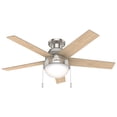 thumbnail image 5 of Hunter 46 inch Indoor Ceiling Fan with LED Light - Ceiling Fan with Pull Chain, For Bedroom, Living Room, or Kitchen, Low Profile Mount, No Remote, 5 Blades - Anslee 50278, Brushed Nickel, 5 of 14