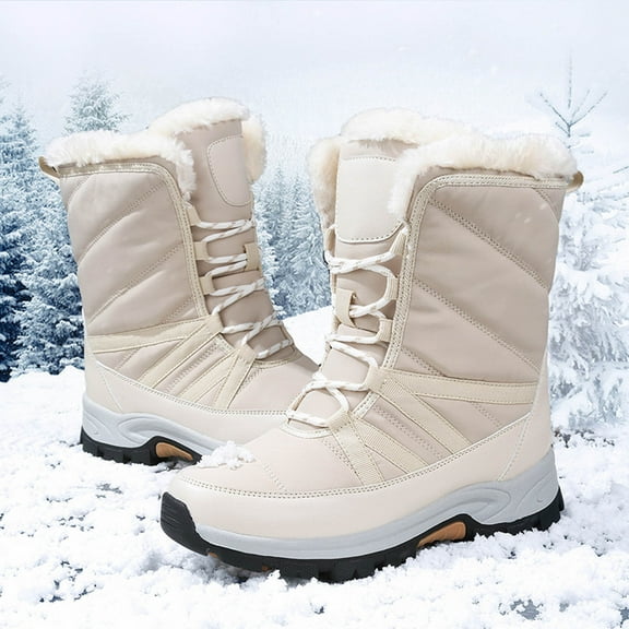 QISIWOLE Winter Snow Boots For Women Cotton Plush Shoes Non Slip Warm Outdoor Waterproof And Antiskid Boots,Savings