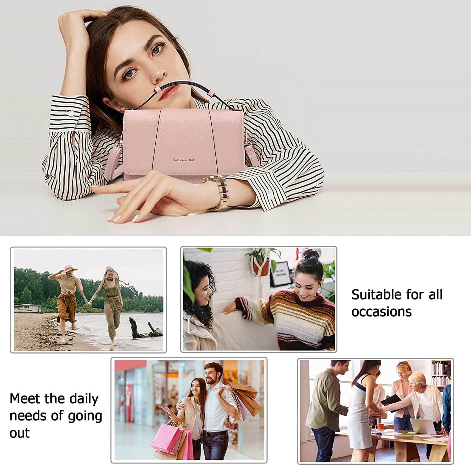 Small Crossbody Handbag for Women, Lightweight Shoulder Messenger Bag Clutch Purse Top Handle Phone Bag