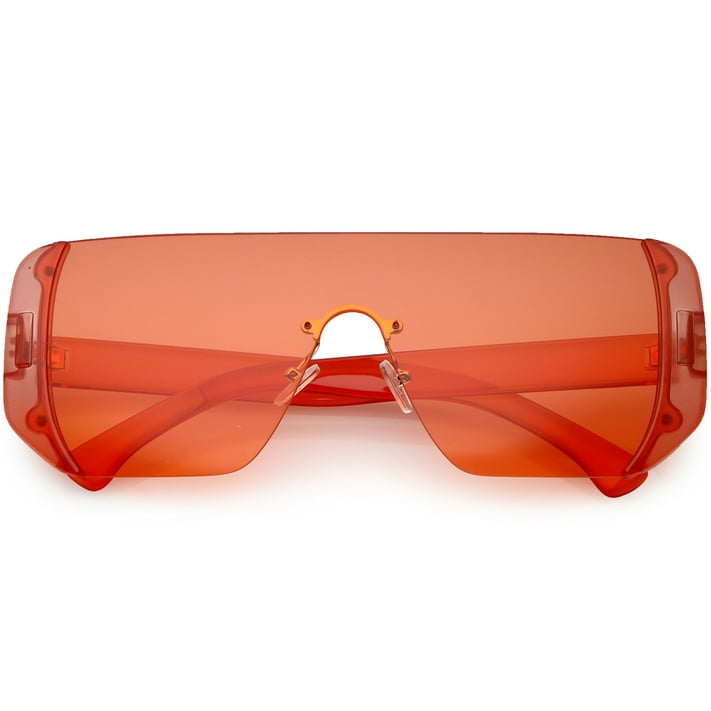 Oversize Rimless Shield Sunglasses Flat Top Mono Block Lens 62mm (Red ...