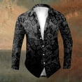thumbnail image 2 of Mens Halloween Shirt Full Skeleton Floral Print Funny Button Down Lapel Long Sleeve Tops Fall Winter Outdoor Activities Shirts for Men Black XL, 2 of 5