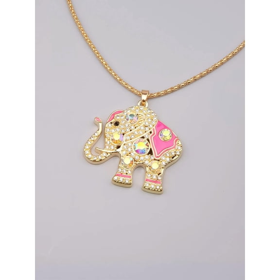 QQTDFG Rhinestone Elephant Charm Necklace Jewelry for Women Gift for Her Necklace-default
