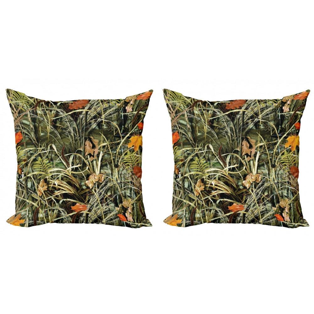Botanical Throw Pillow Cushion Cover Pack of 2, Close up Autumn Themed