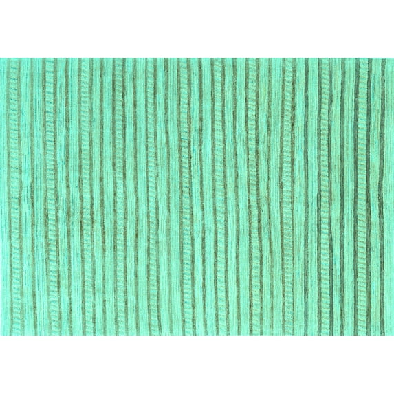 Ahgly Company Indoor Rectangle Solid Turquoise Blue Modern Area Rugs, 5' x 7'