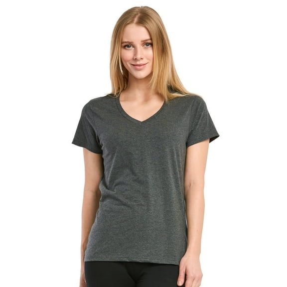 Women's Classic Fit Cotton V-Neck T-Shirt, 2 Pack L, Charcoal Grey