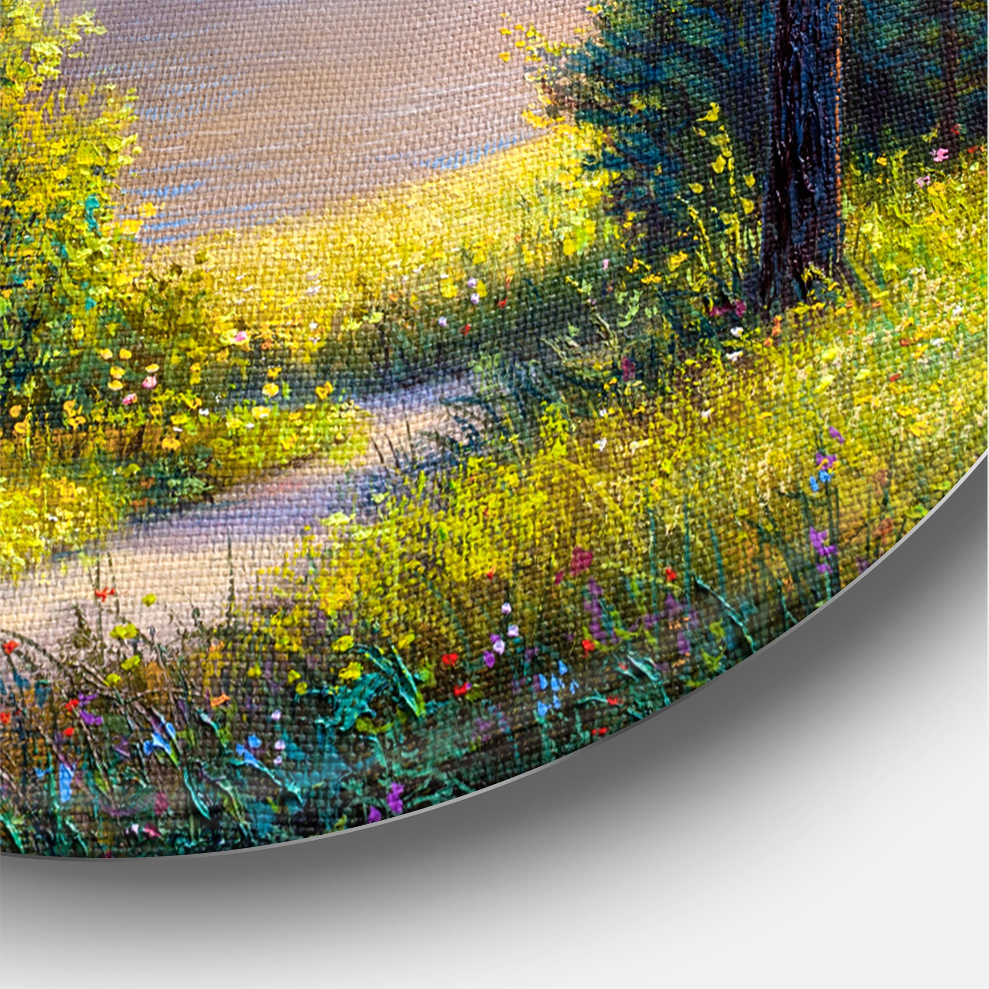 Designart 'Subtle Sunset Light Through The Trees I' Traditional Circle Metal Wall Art 36x36 - Disc of 36