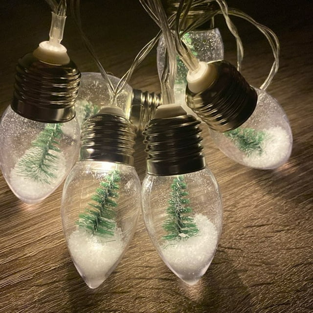 Snow Globe Christmas String_Lights LED Mini Christmas Tree Snowflake Globe Bulb Lights Strand Holiday String_Lights Battery Operated for Family Friends