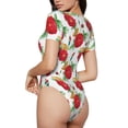 thumbnail image 4 of Uemuo Rose Flowers Pattern Women's One Piece Short Sleeve Swimsuit Rash Guard Surfing Modest Quick-drying Swimsuit Beach Essentials-XX-Large, 4 of 9