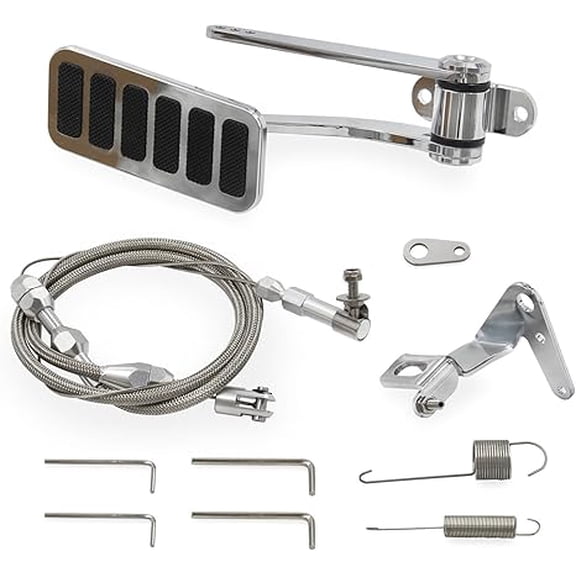 Universal Street Hot Rod Aluminum Gas Pedal 24" SS Throttle Cable & Spring Set