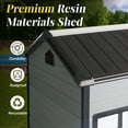 thumbnail image 3 of 8x4 FT Resin Storage Shed with Floor Included, Outdoor Plastic Sheds & Outdoor Storage Clearance with 2 Windows and Lockable Door, Backyard Storage Shed for Garden Tools, Bike, Black+Grey, 3 of 8