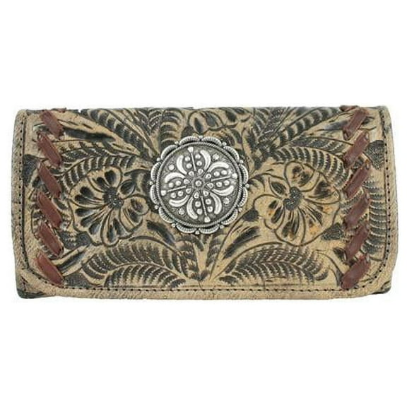 American West 7385282 Lariats & Lace Tri-Fold Wallet, Brown