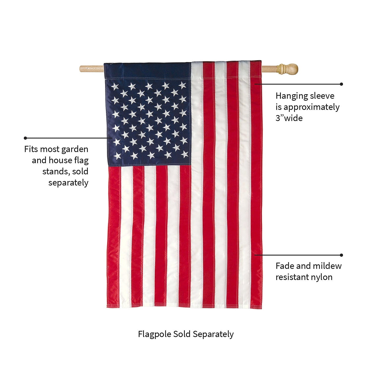 Evergreen Flag American House Flag