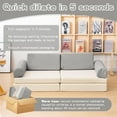 thumbnail image 3 of Lamerge Fold Kids Sofa, Modular Kids Play Couch, Kids Convertible Play Fort, Multifunctional Instant Rebound Foam Couch, Corduroy Fabric Toddler Couch for Playroom/Bedroom, Grey, 3 of 10