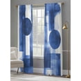 thumbnail image 4 of Geometric Blue Sheer Curtains for Living Room Bedroom Simple Abstract Modern Oil Painting Sheer Curtains 96 Inch Long 2 Panels Set Light Filtering Curtain Window Treatments Drapes for Dining Room, 4 of 6
