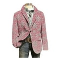 thumbnail image 4 of hlysgo Men's Corduroy Christmas Blazers Trendy Snowflake Print Xmas Suit Jackets Regular Fit One Button Business Suit Winter Holiday Party Blazer Pink M, 4 of 4