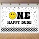thumbnail image 4 of One Happy Dude Kids Birthday Backdrop for Smiley Face 1st Birthday Photography Background Decorations Kid First Birthday Party Cake Table Banner, 4 of 5