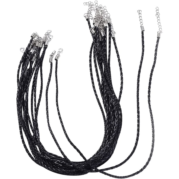 100 piezas de 17 pulgadas de cuero sintético negro, cadena de cuerda de 3 mm para mujeres y hombres.