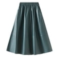 thumbnail image 1 of Gibobby faldas cargo Falda de cuero Media falda con bolsillo Falda acampanada Falda larga de cuero PU de talle(Azul, Talla única), 1 of 4