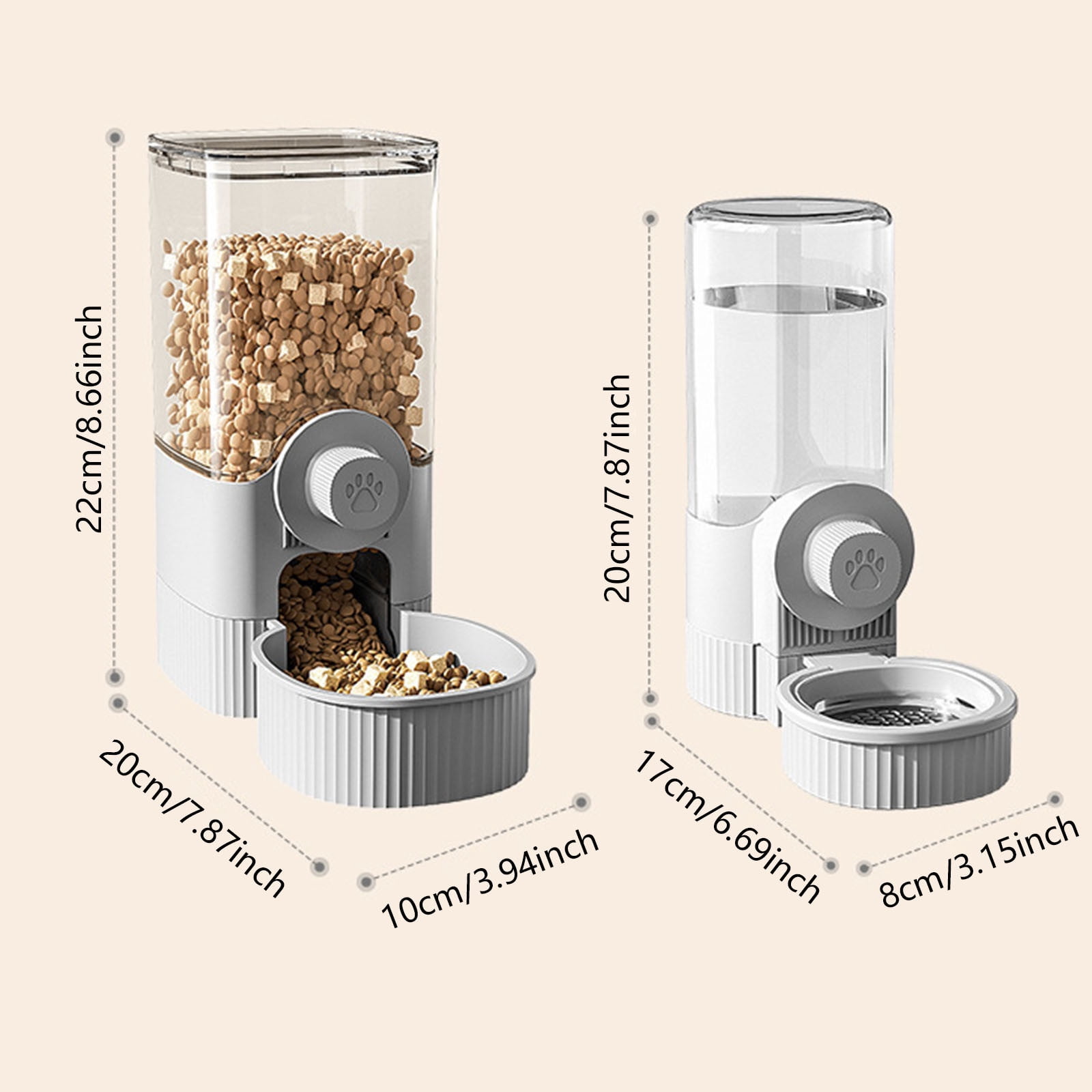 Hanging Automatic Pet Feeder and Waterer Combo Large Capacity Cage Mounted Dispenser for Cats Dogs Small Animals