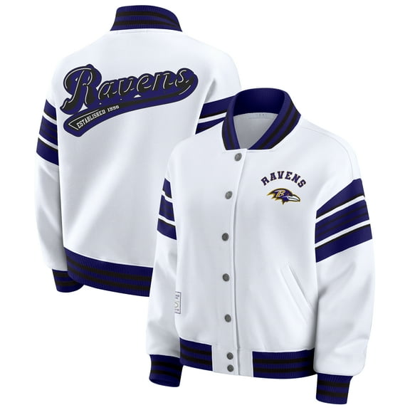 Women's WEAR by Erin Andrews White Baltimore Ravens Plus Size Full-Snap Fleece Sweatshirt Jacket