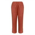 thumbnail image 5 of IDALL Linen Pants Women Petite Pants Plus Size Pants For Women Linen High Elastic Waist Drawstring Ankle Pants Business Casual Pull On Pants With Pockets Baleaf Pants Women Baggy Pants Orange M, 5 of 5