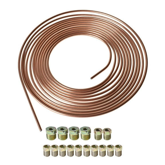 Copper Nickel Brake Line Tubing Kit 3/16 OD 25 Foot Coil Roll all Size Fittings