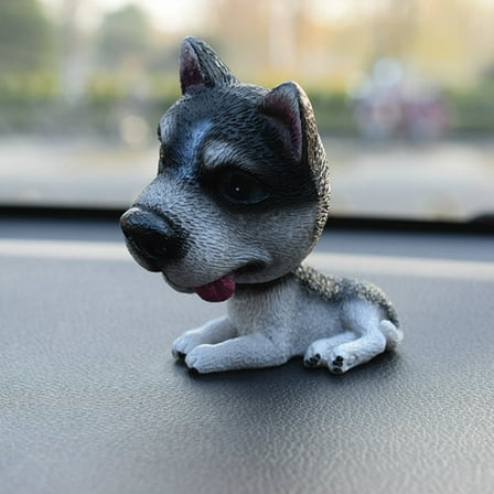 USHOBE Bobble Head Dog 1Pcs Car Ornaments Nodding Dog for Car Interior and Home Decor Grey Resin