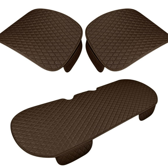 3-Piece Car Seat Covers Set Linen Blend Universal Fit Seat Cushions for Cars and SUVs Breathable Non-Slip Design with Storage Pouch All-Season Comfort for Front and Rear Seats