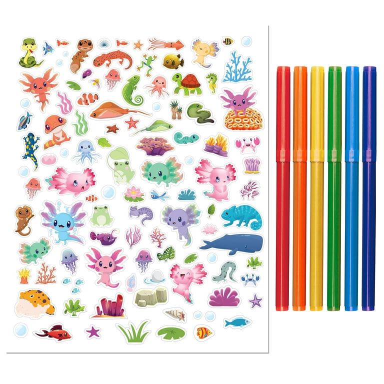 Axolotl Scissor Skills: Color and Cut Activity Book for Kids Ages 4-8, Fun  and Cute Salamanders for Toddlers