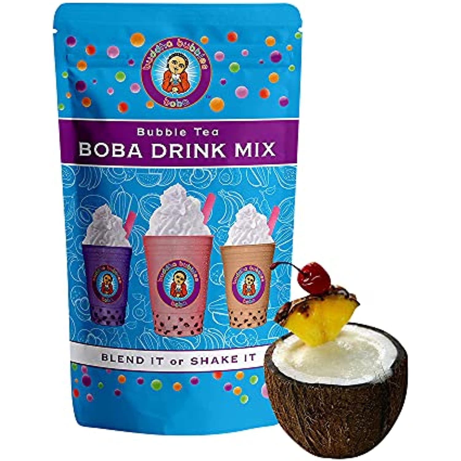 Pina Colada Boba / Bubble Tea Drink Mix Powder By Buddha Bubbles Boba 10 Ounces (283 Grams)