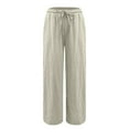 thumbnail image 4 of Comdrip Pants for Women Trendy Fashion Women Loose Solid Color Casual Wide Leg Pants Cotton Trousers Womens Flowy Pants Grey S, 4 of 9