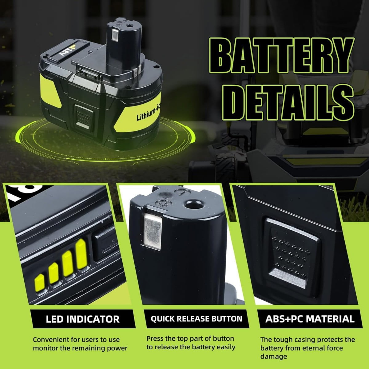 18V 9.0Ah High Capacity Lithium Replacement for Ryobi 18V Battery Compatible with P108 P105 P102 P103 P107 P109 Cordless Tools