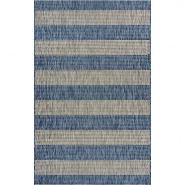 2â€™ x 3â€™ Navy Stripes Indoor Outdoor Scatter Rug