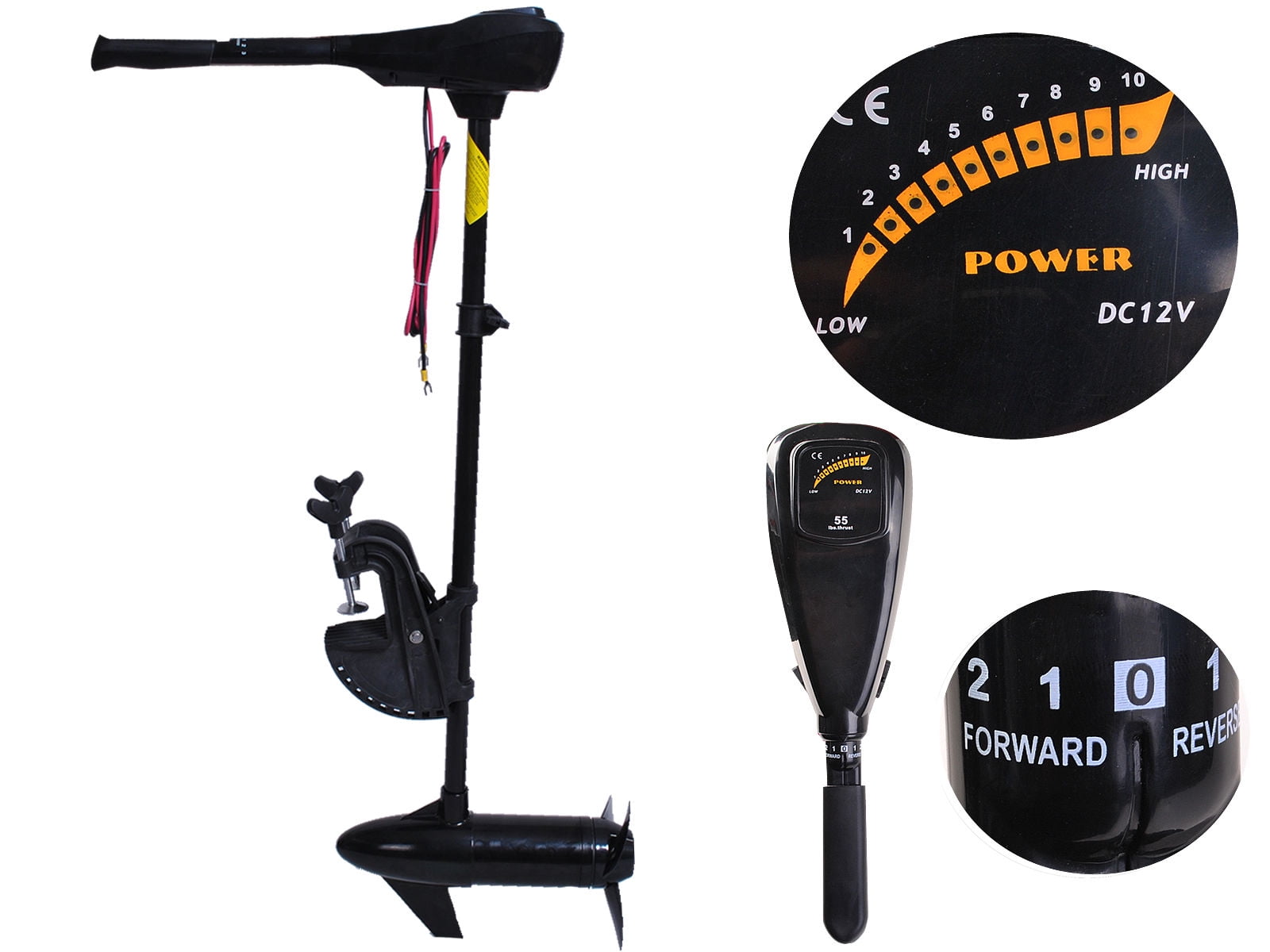 New Costway 55lbs Thrust Freshwater Transom Mounted Trolling Motor 36 in Shaft 