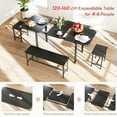 thumbnail image 4 of HOMCOM Ensemble de Salle à Manger 5 Pcs Table de Cuisine Extensible et Bancs Noir, 4 of 10